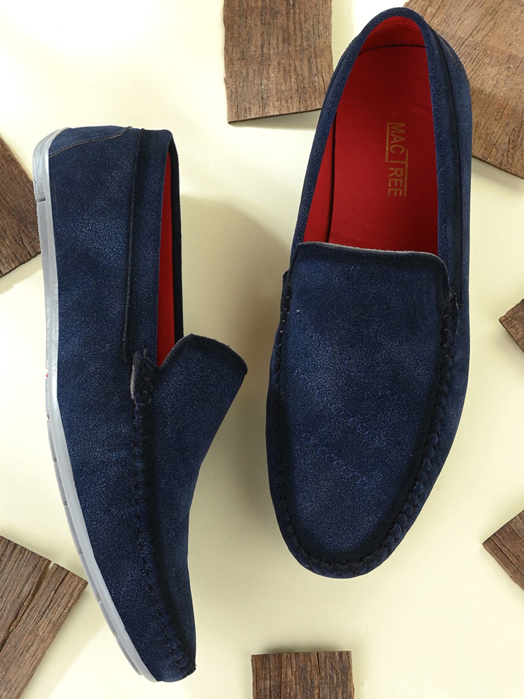 

Mactree Men Navy Blue Solid Suede Loafers