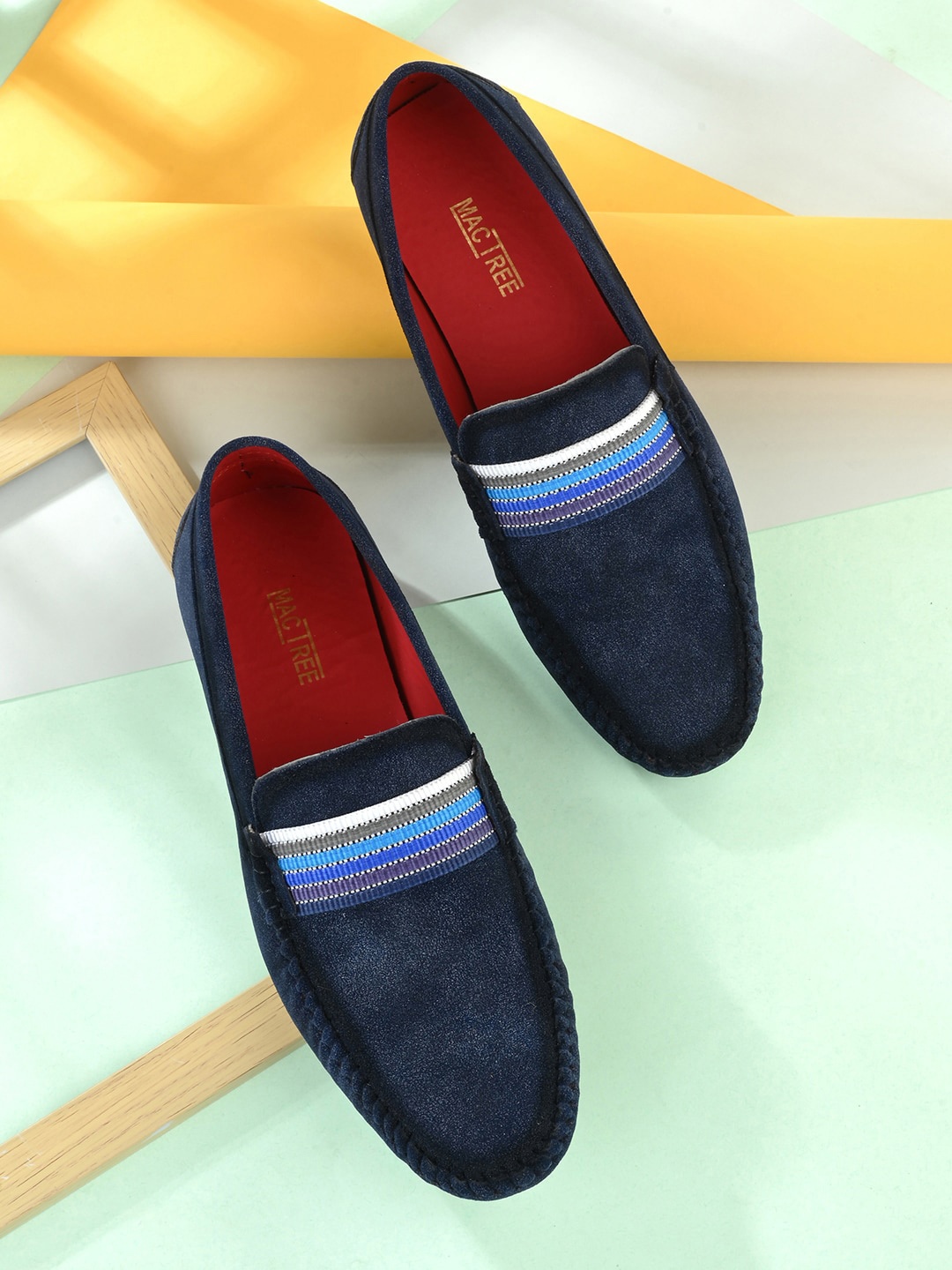 

Mactree Men Navy Blue Colourblocked Suede Espadrilles