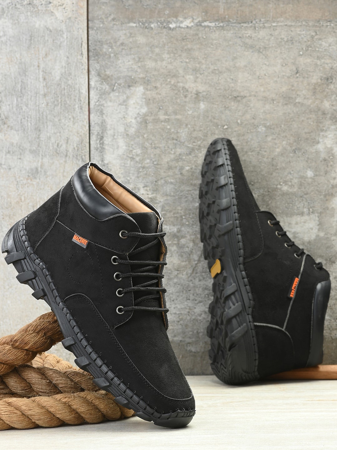 

Mactree Men Suede Mid-Top Sneakers, Black