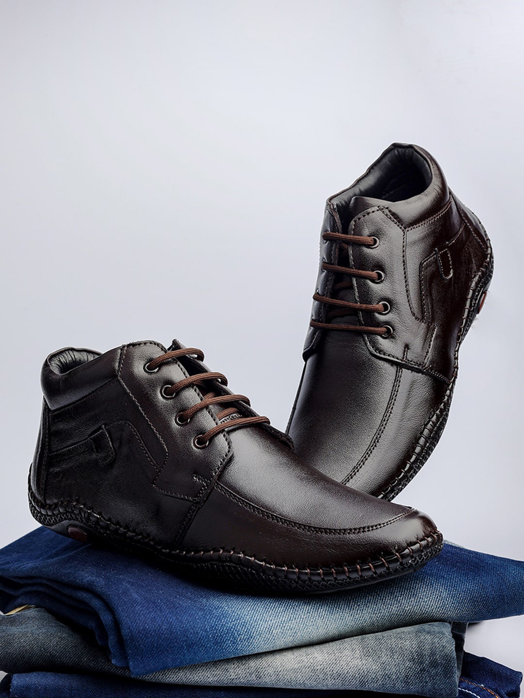 

Mactree Men Brown Solid Leather Derbys