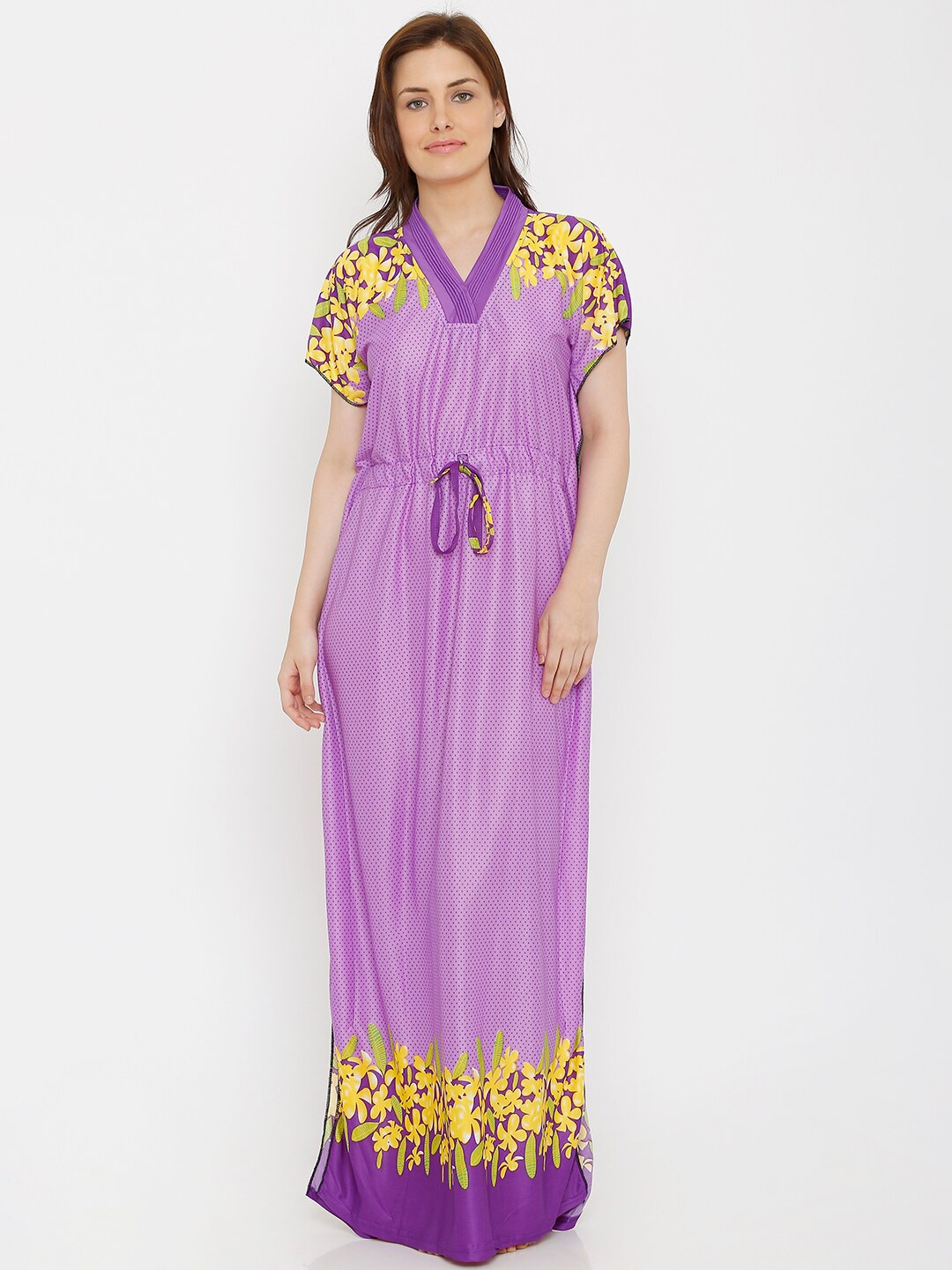 

Pretty Awesome Purple Printed Maxi Nightdress