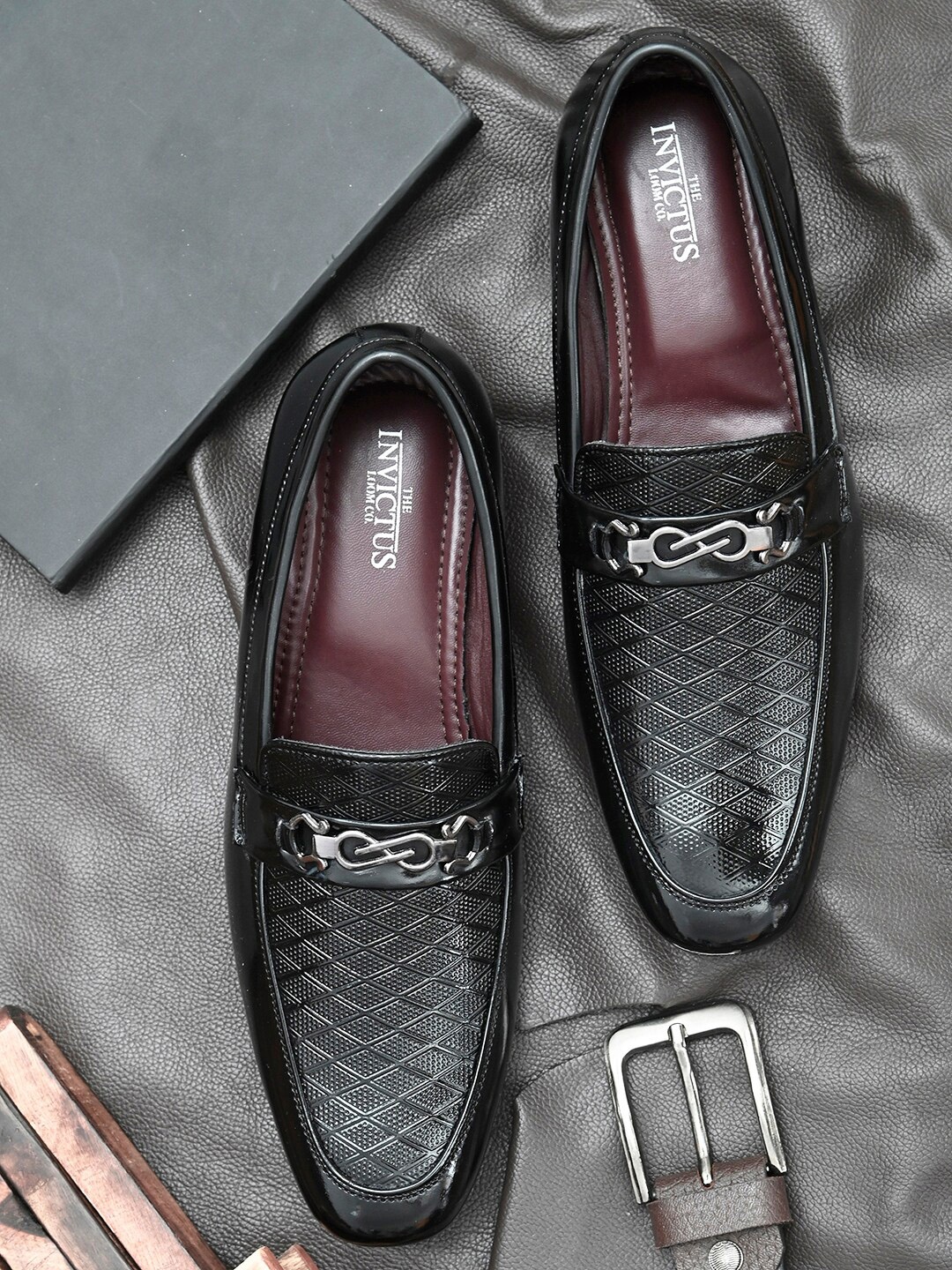 

INVICTUS Men Black Solid Formal Slip-Ons