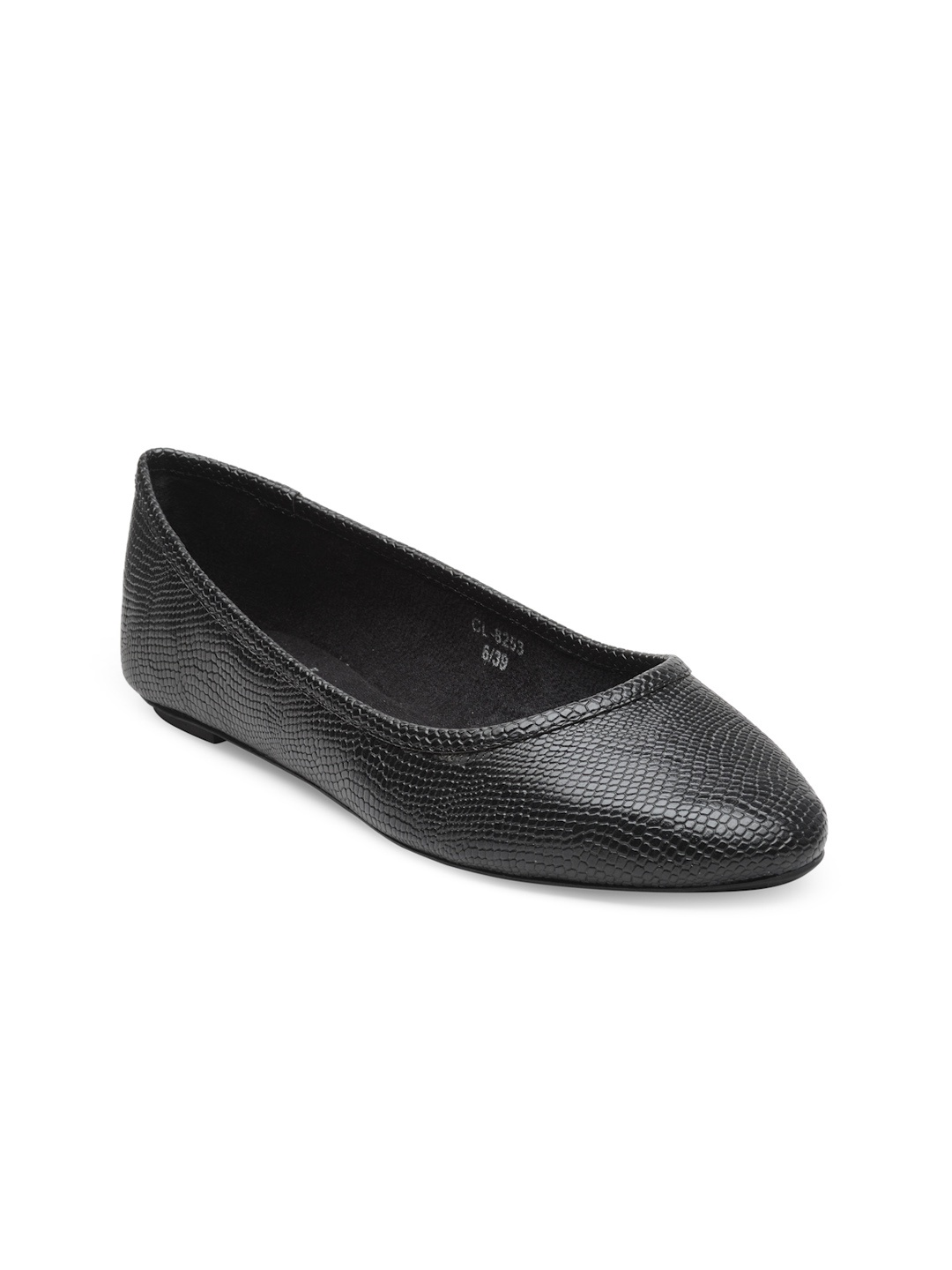 

Carlton London Women Black Snakeskin-Textured Ballerinas