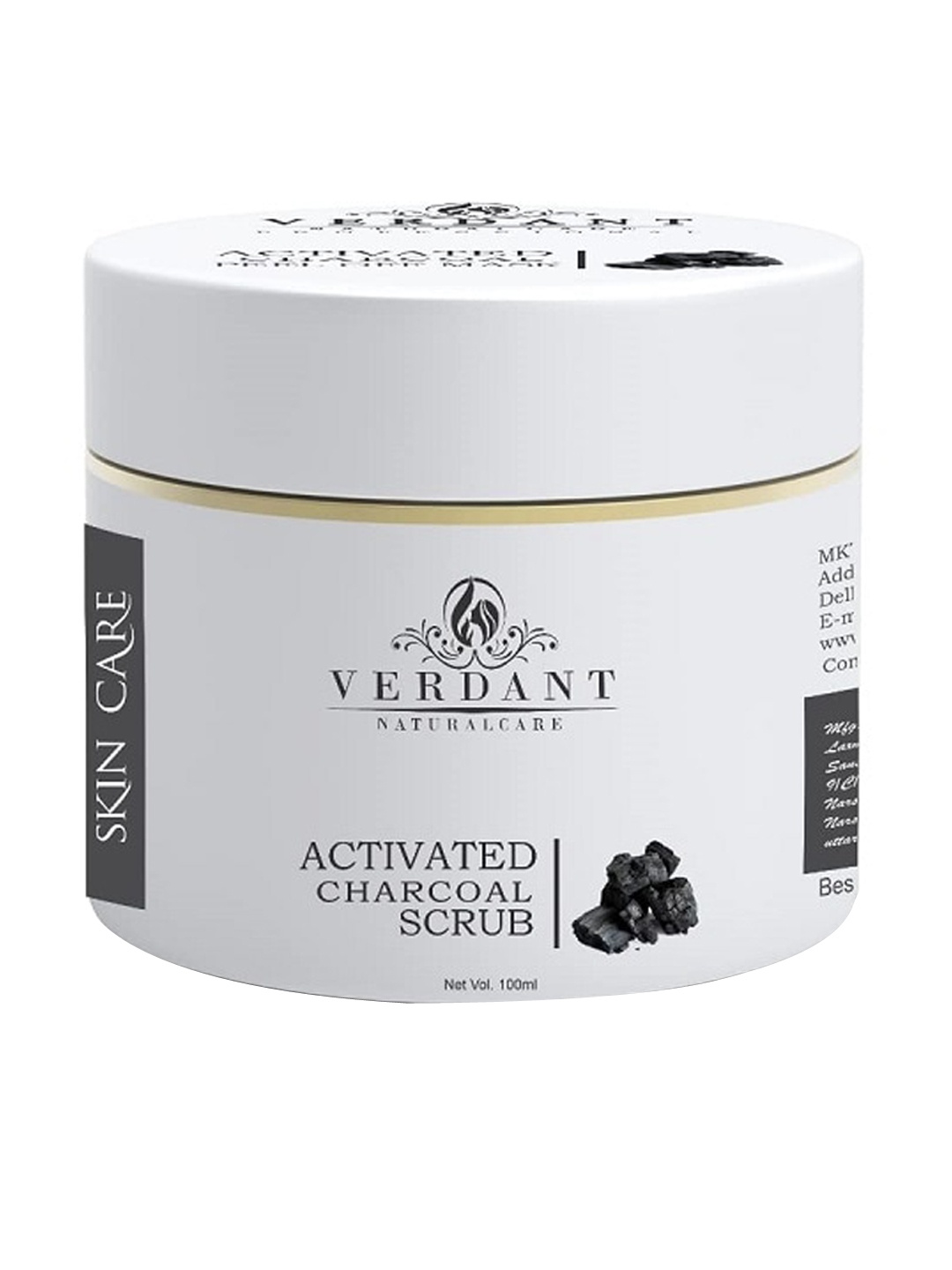 Verdant Natural Care Activated Charcoal Face Scrub 100 ml, White