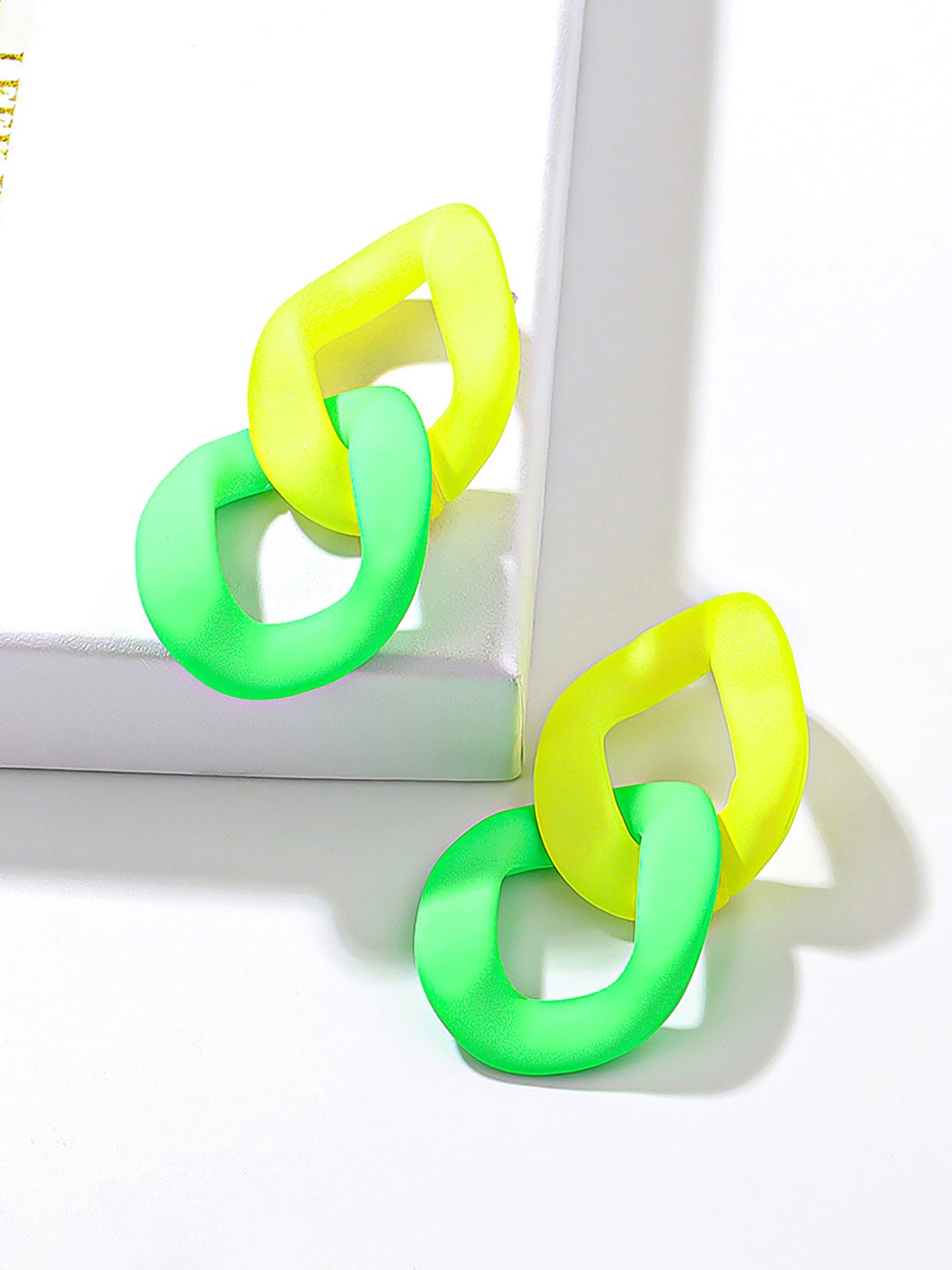 

Bellofox Green & Yellow Contemporary Drop Earrings