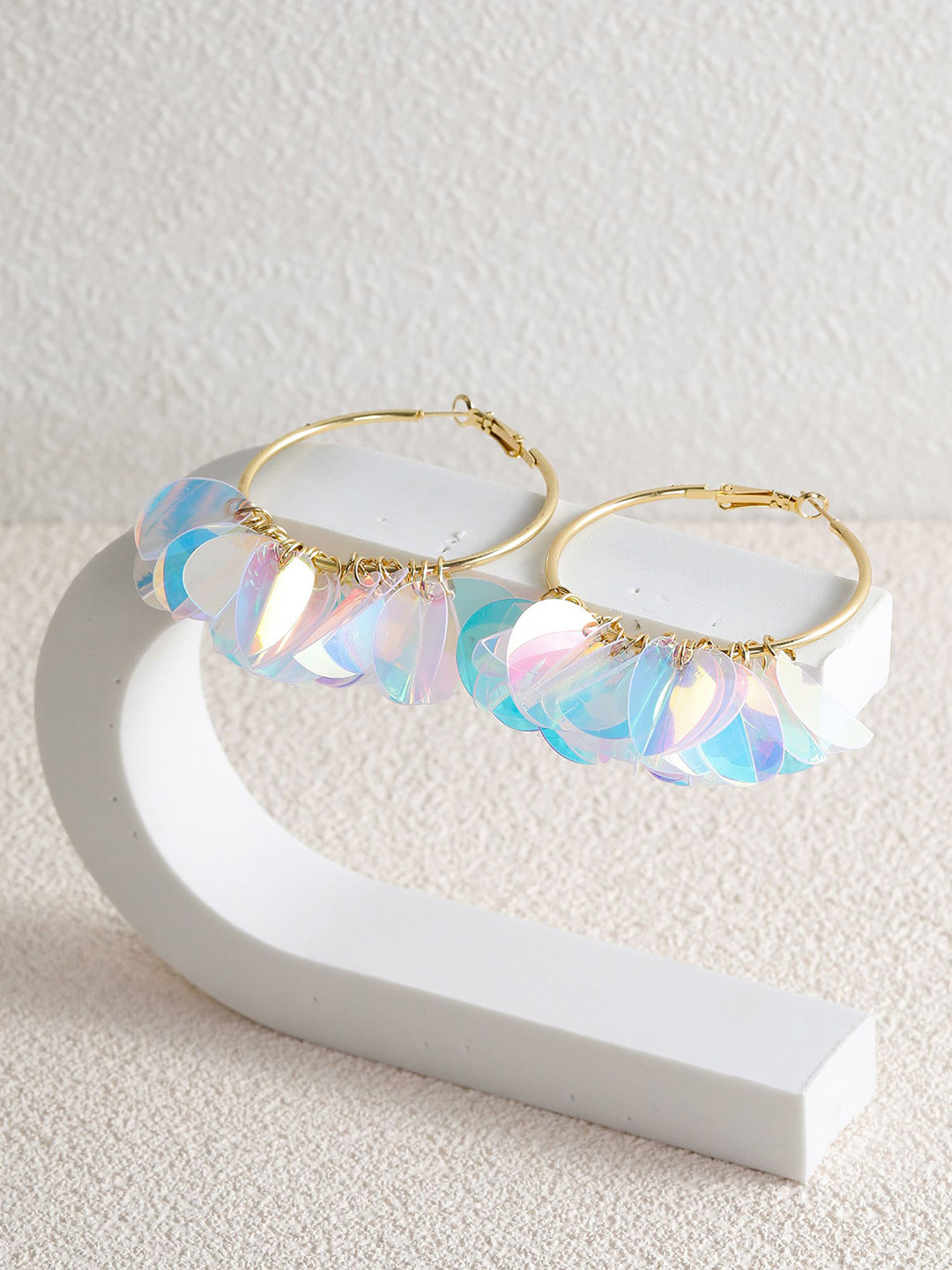 

Bellofox White & Blue Contemporary Hoop Earrings