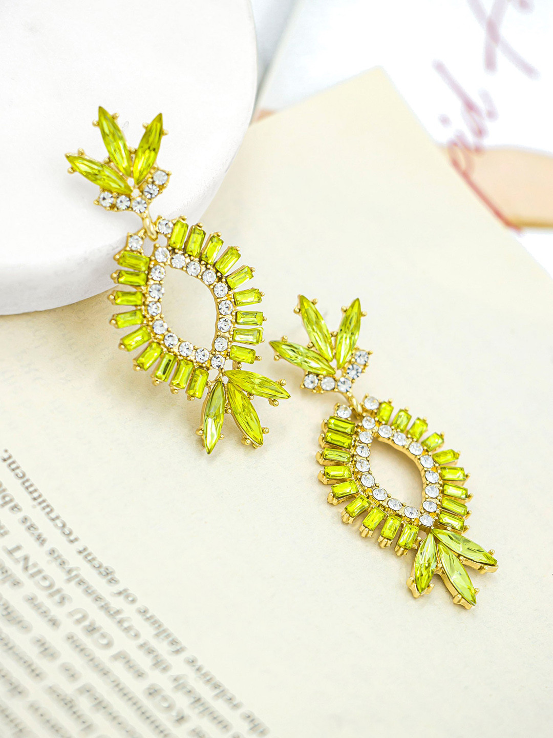 

Bellofox Women Green Contemporary Drop Earrings