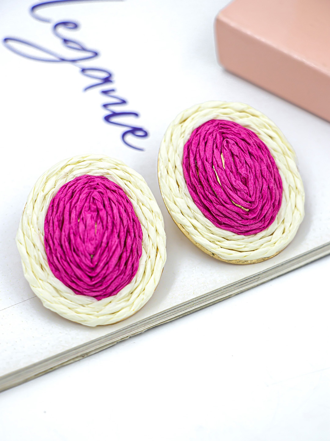 

Bellofox Pink Contemporary Raffia Studs Earrings