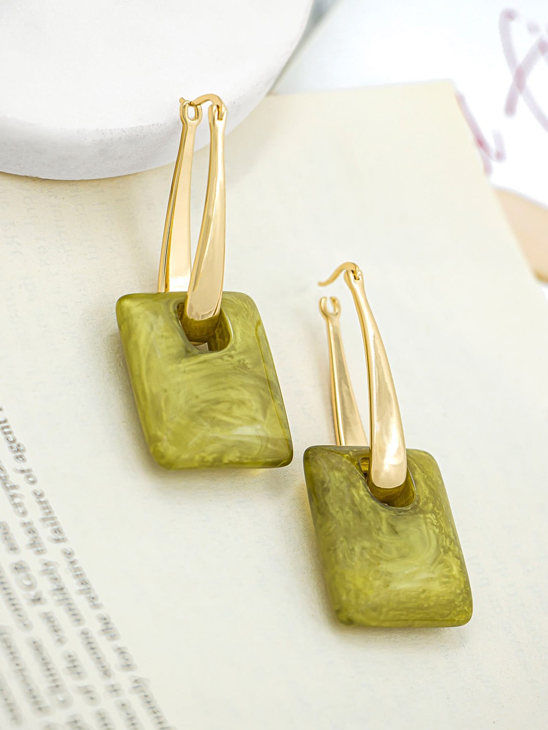 

Bellofox Women Green Contemporary Drop Earrings
