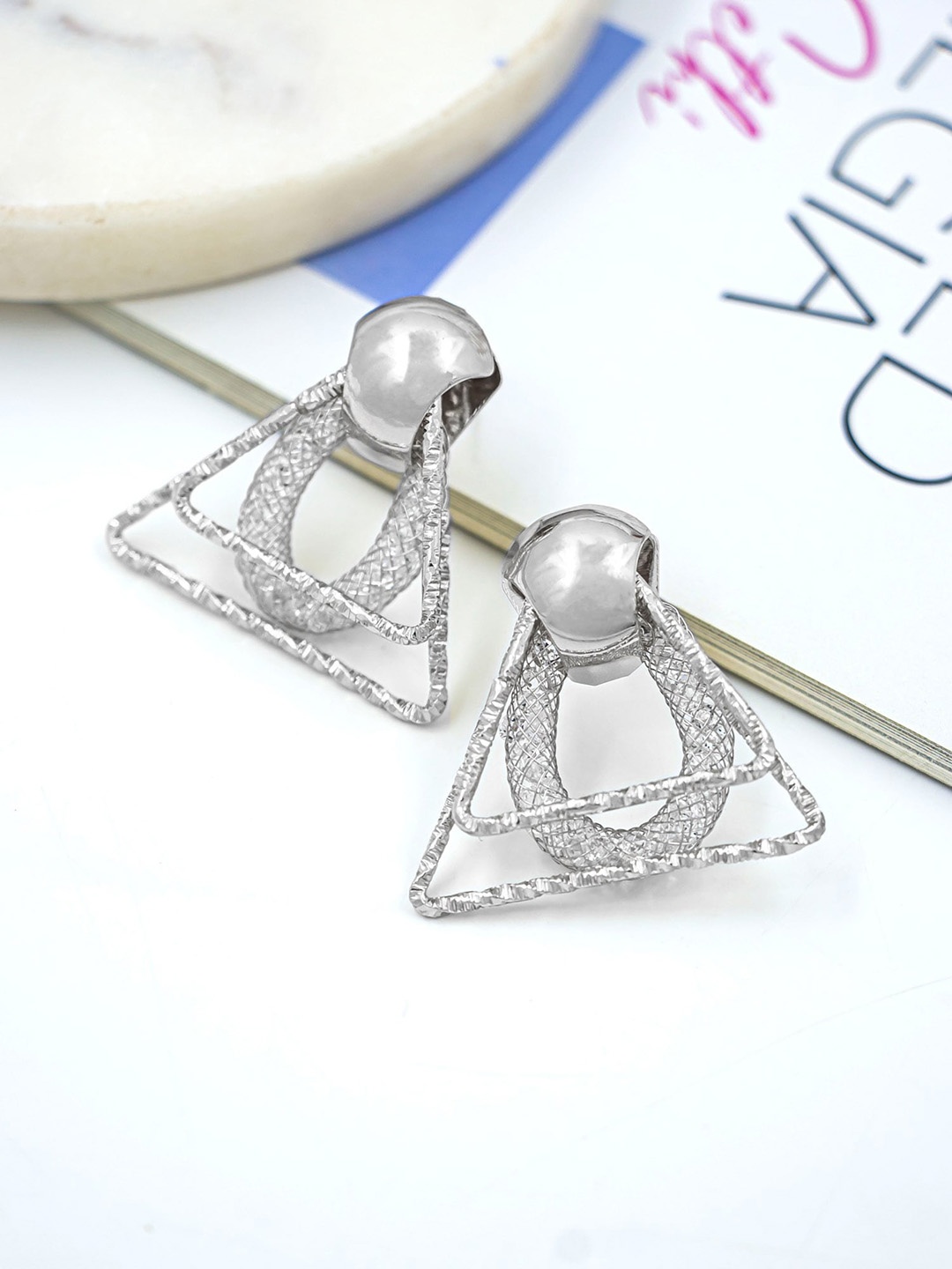 

Bellofox Silver-Plated Triangular Studs Earrings