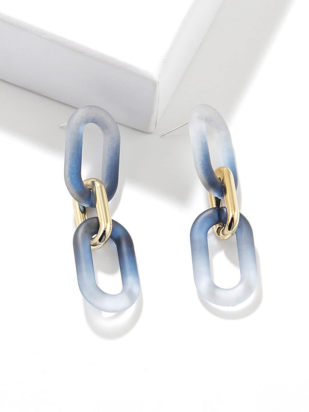 

Bellofox Women Blue & Gold-Toned Contemporary Drop Earrings