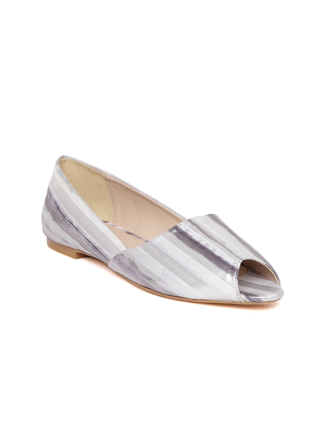 

Carlton London Women Grey Striped Peep-Toes