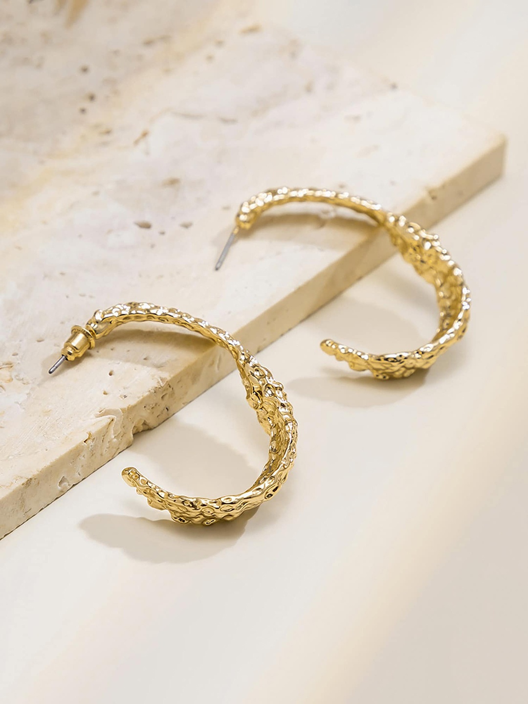 

Bellofox Women Gold-Toned Contemporary Gold-Plated Half Hoop Earrings