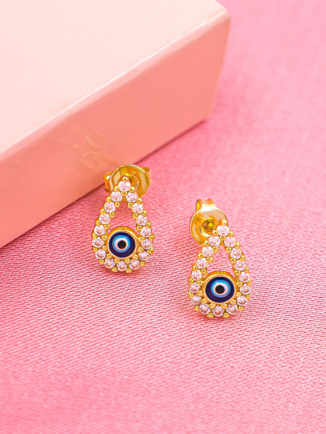 

Bellofox Gold Toned Contemporary Evil Eye Studs Earrings