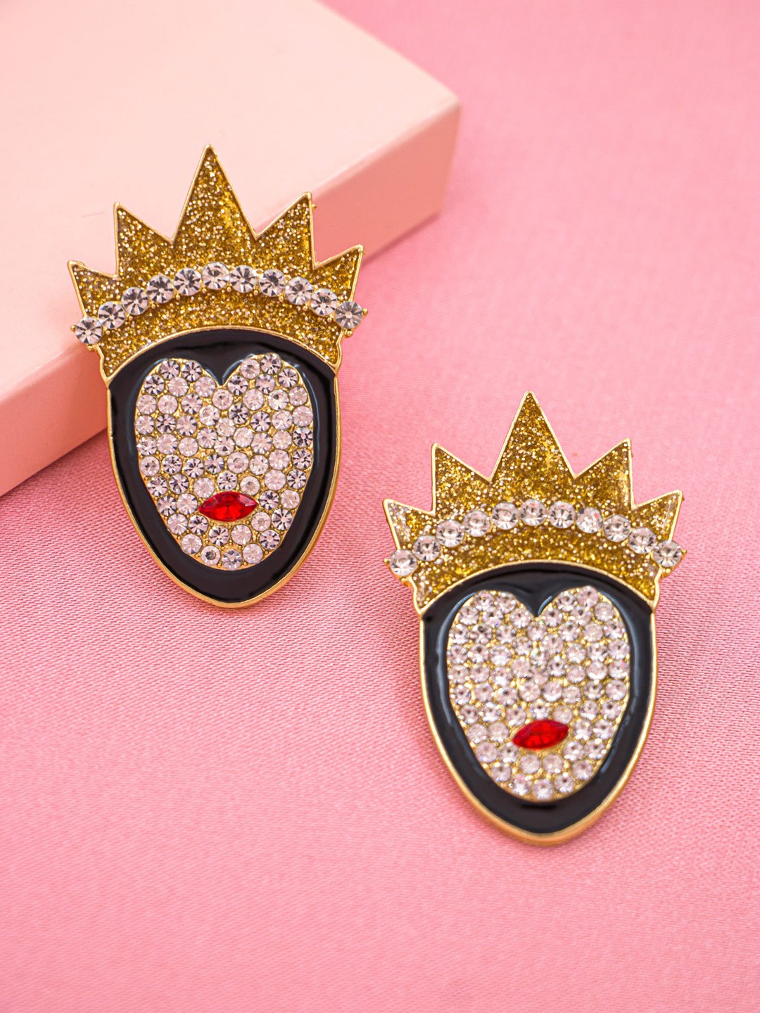 

Bellofox Black Embellished Studs Earrings