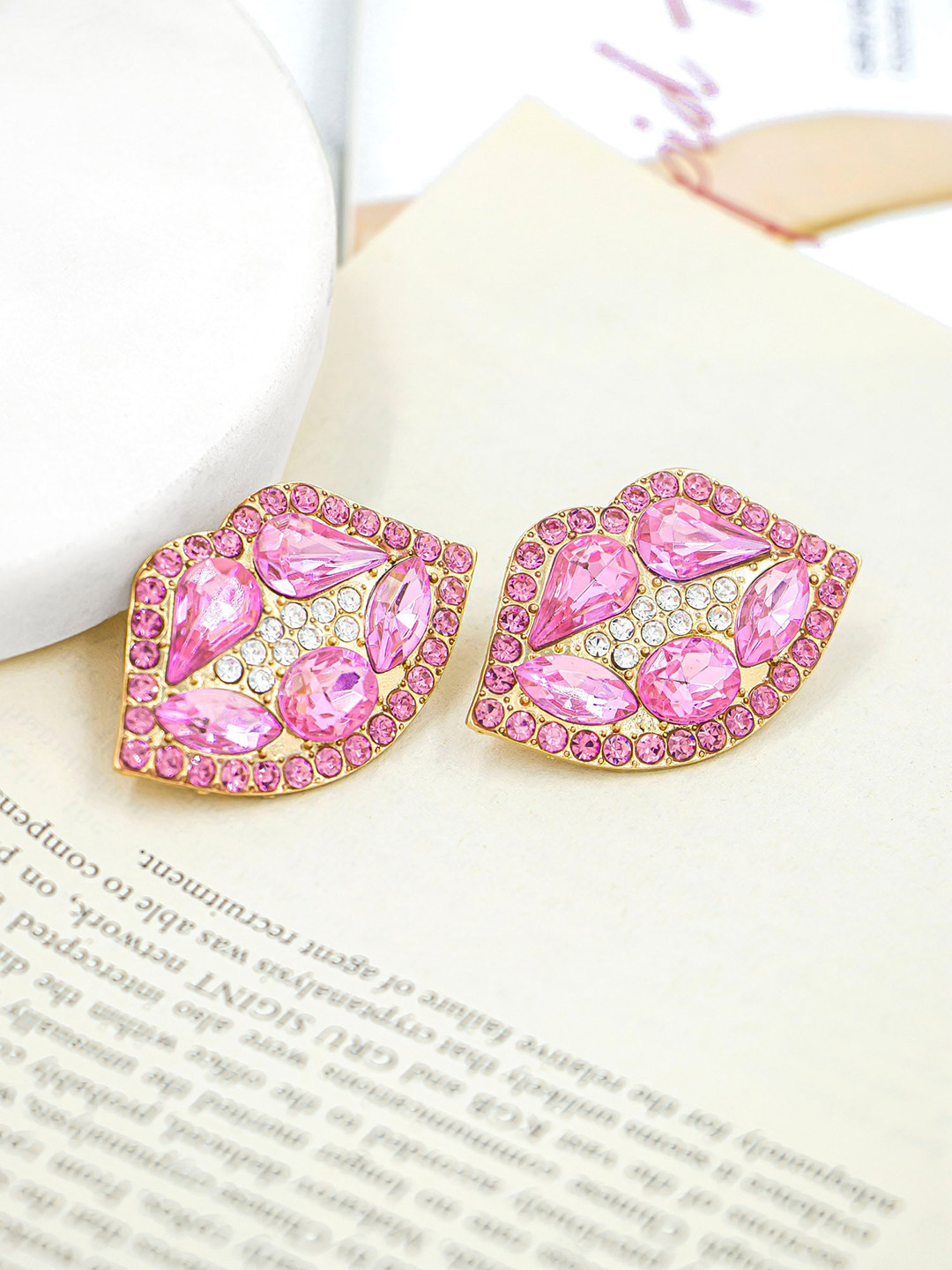 

Bellofox Pink Contemporary Cherry Lips Studs Earrings