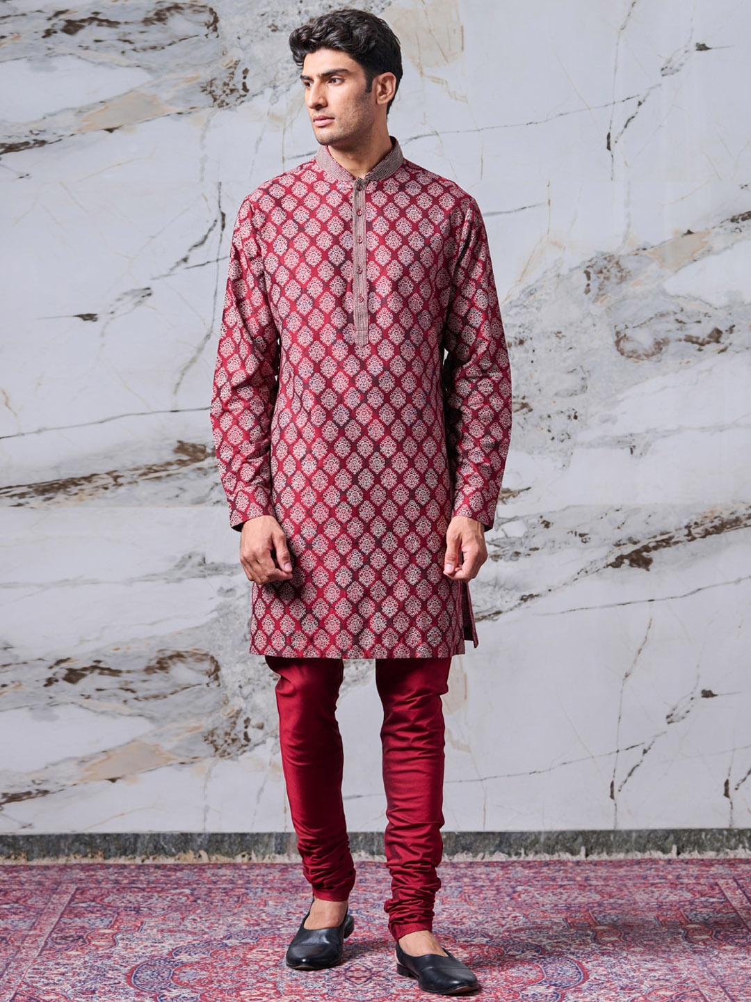 

Tasva Men Maroon Viscose Rayon Kurta