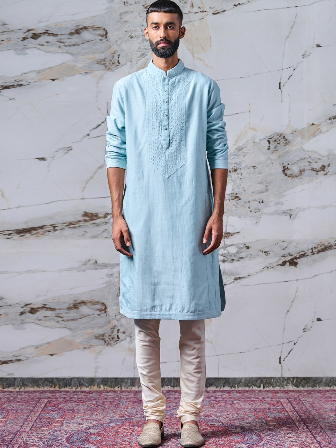 

Tasva Men Blue Kurta with Churidar