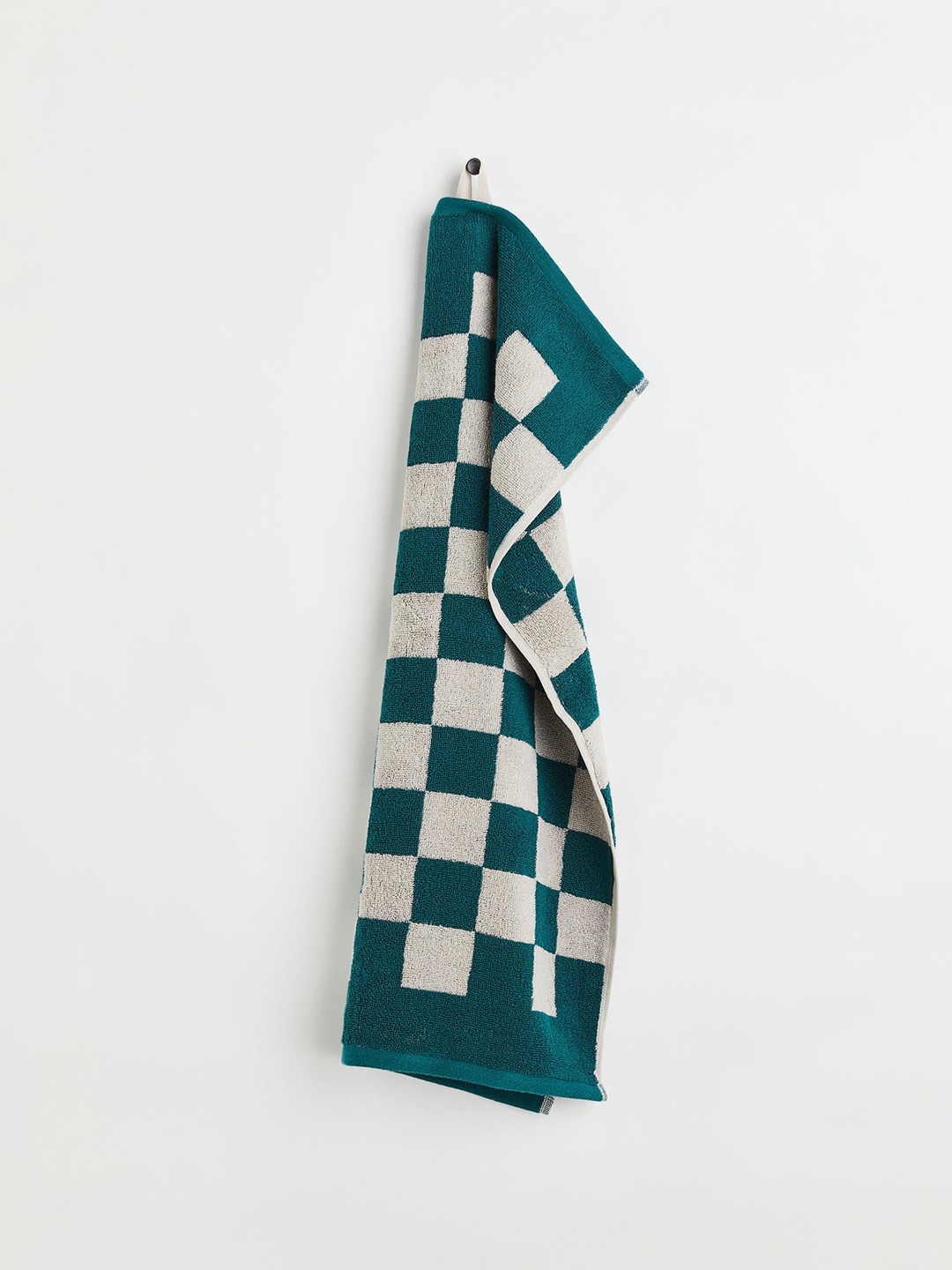 

H&M Beige & Green Checked Pure Cotton Hand Towel