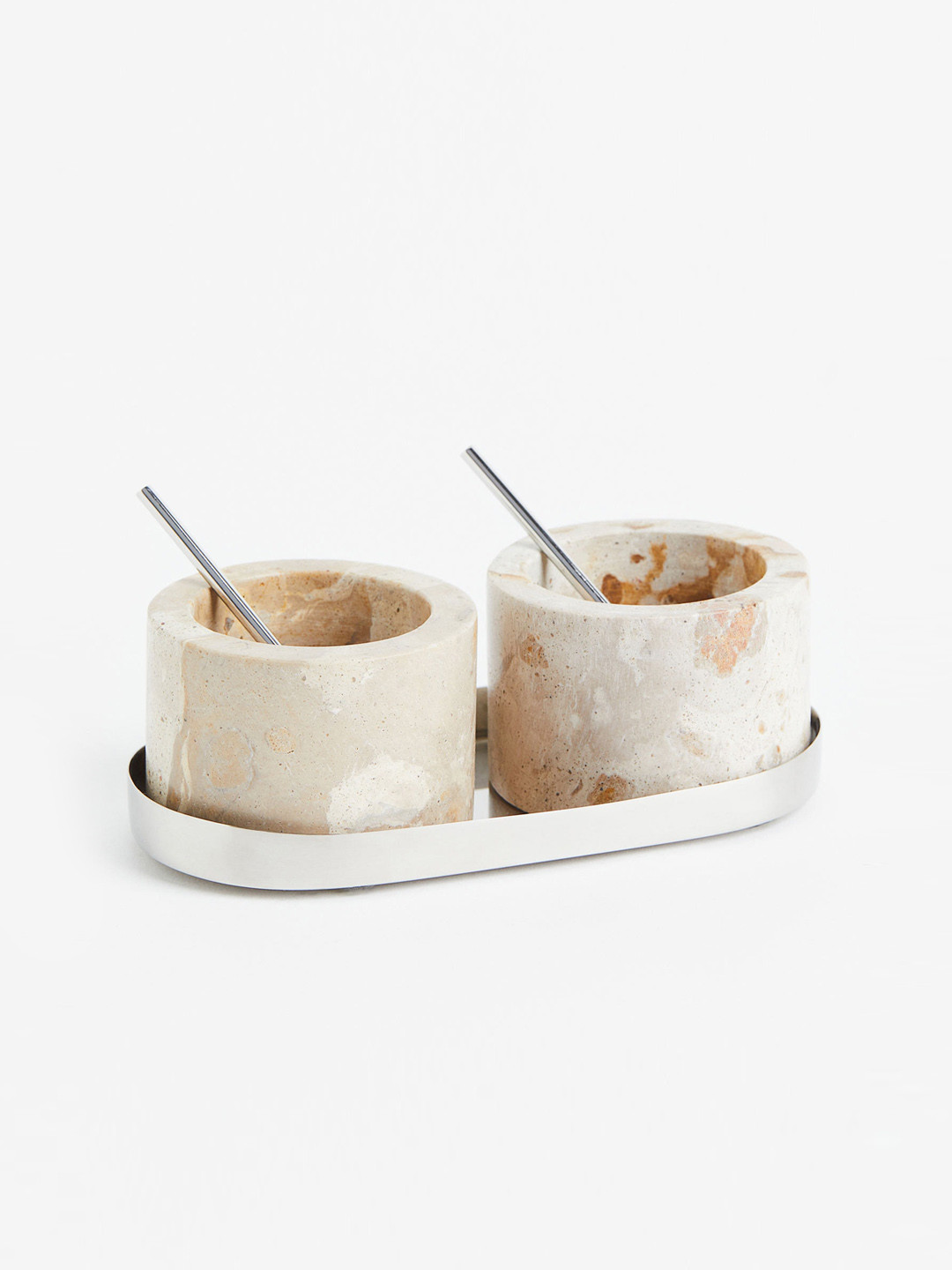 

H&M Set Of 2 Beige Stone Salt & Pepper Bowls