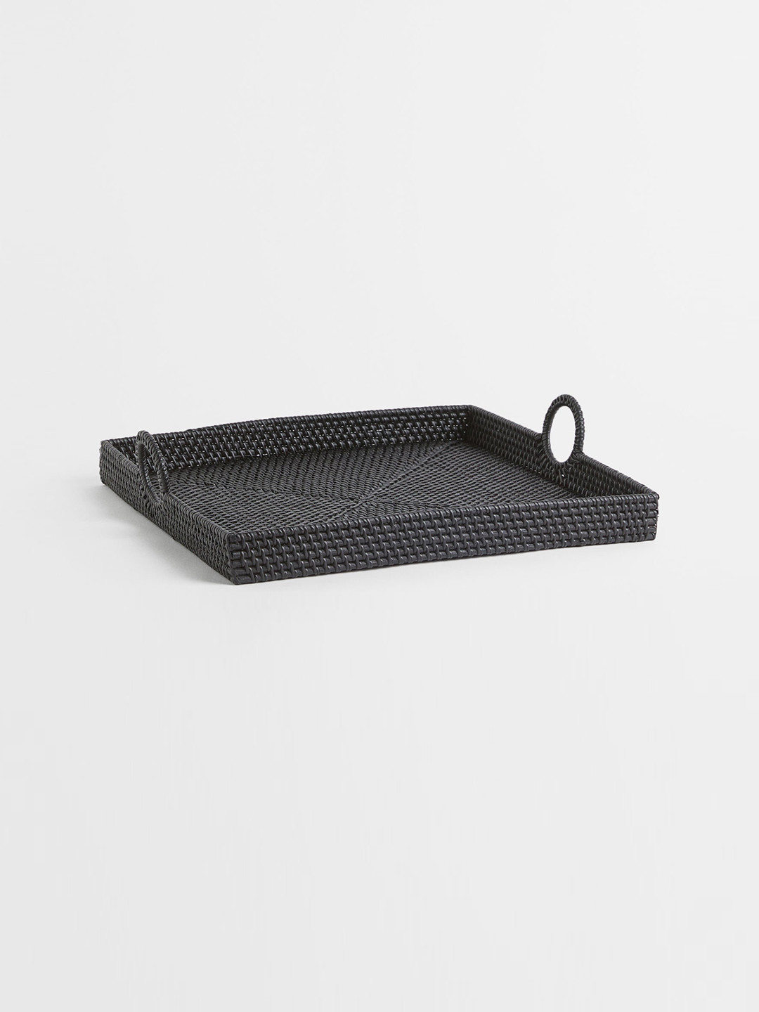 

H&M Black Textured Rattan Tray