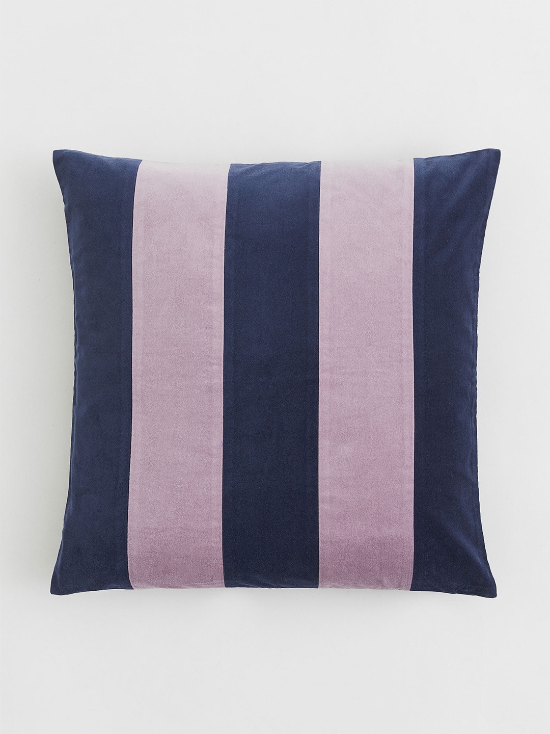 

H&M Navy Blue & Pink Striped Cotton Velvet Cushion Cover