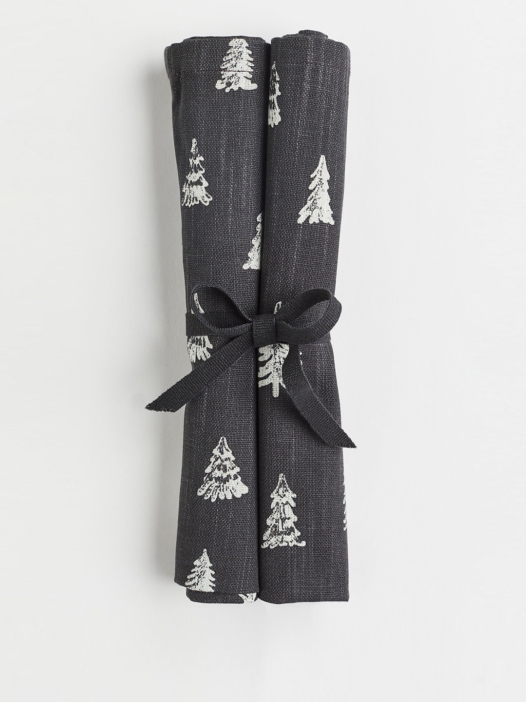 H&M Set Of 2 Grey Printed Pure Cotton Table Napkins