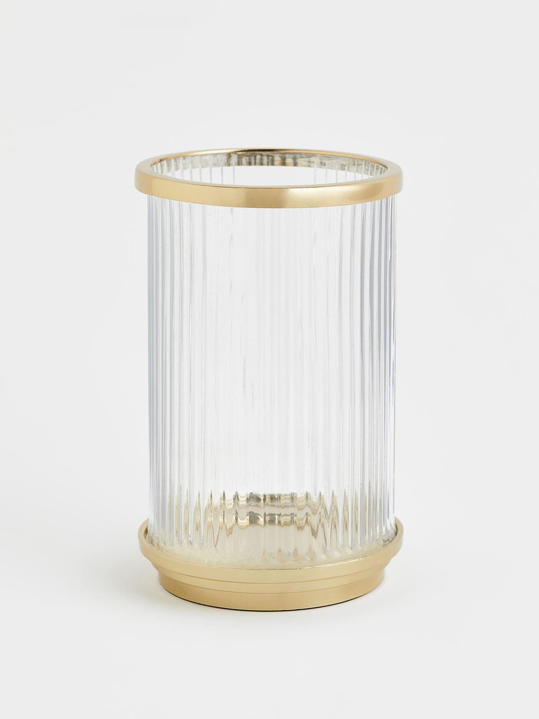 

H&M Gold-Toned & Transparent Candle Holder In Clear Fluted Glass