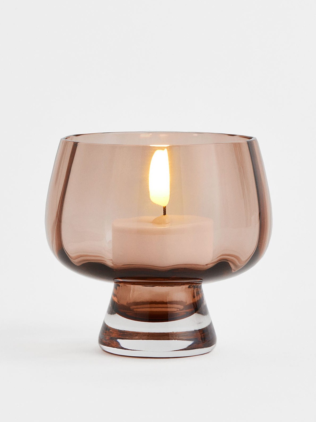 

H&M Beige Solid Glass Tealight Holder