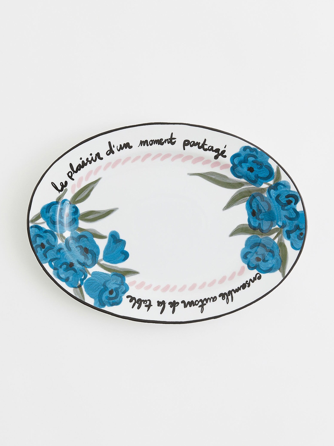 

H&M Floral Large Porcelain Serving Plate, White