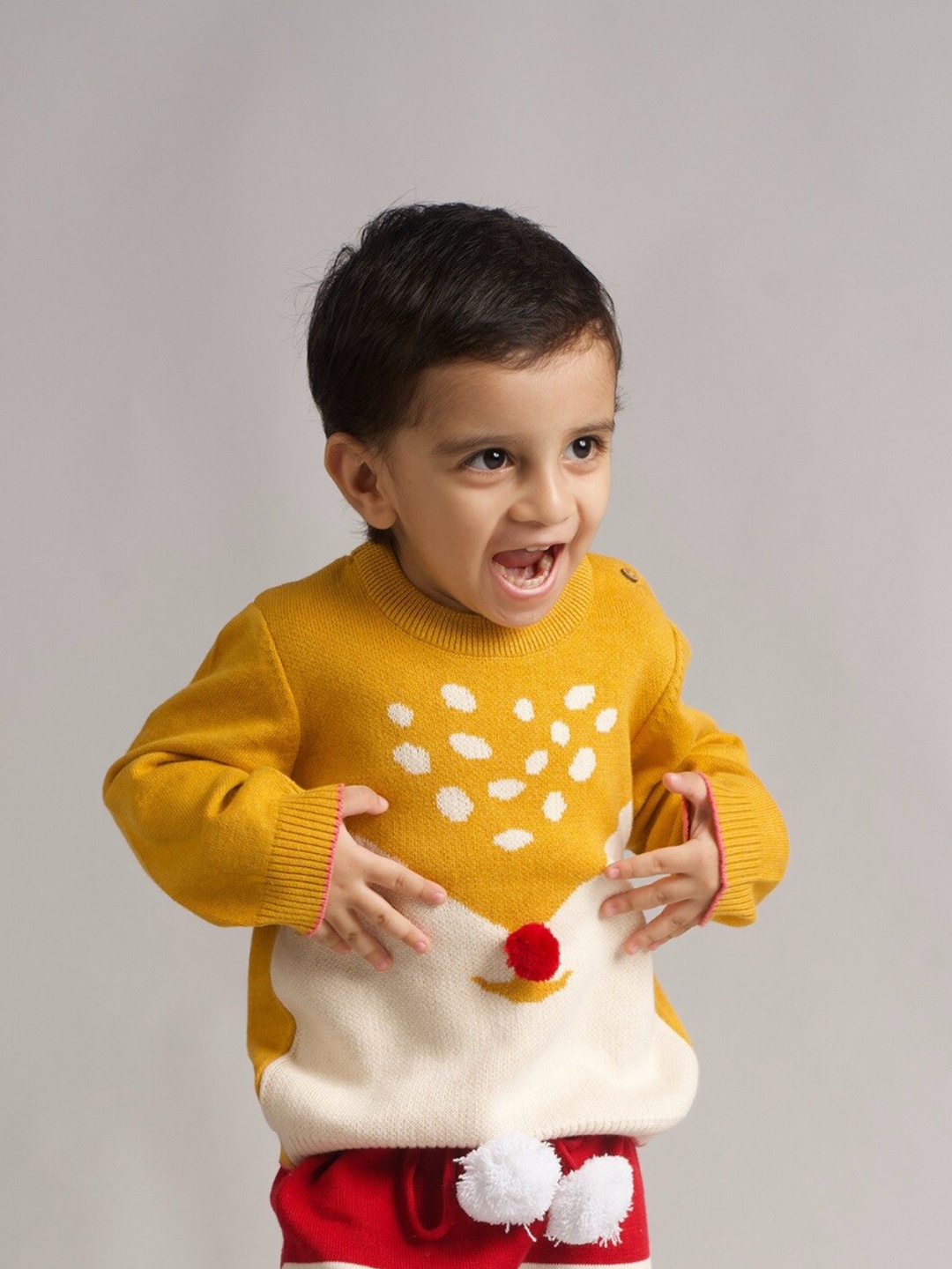 

Greendeer Kids Yellow & White Humour and Comic Printed Pullover