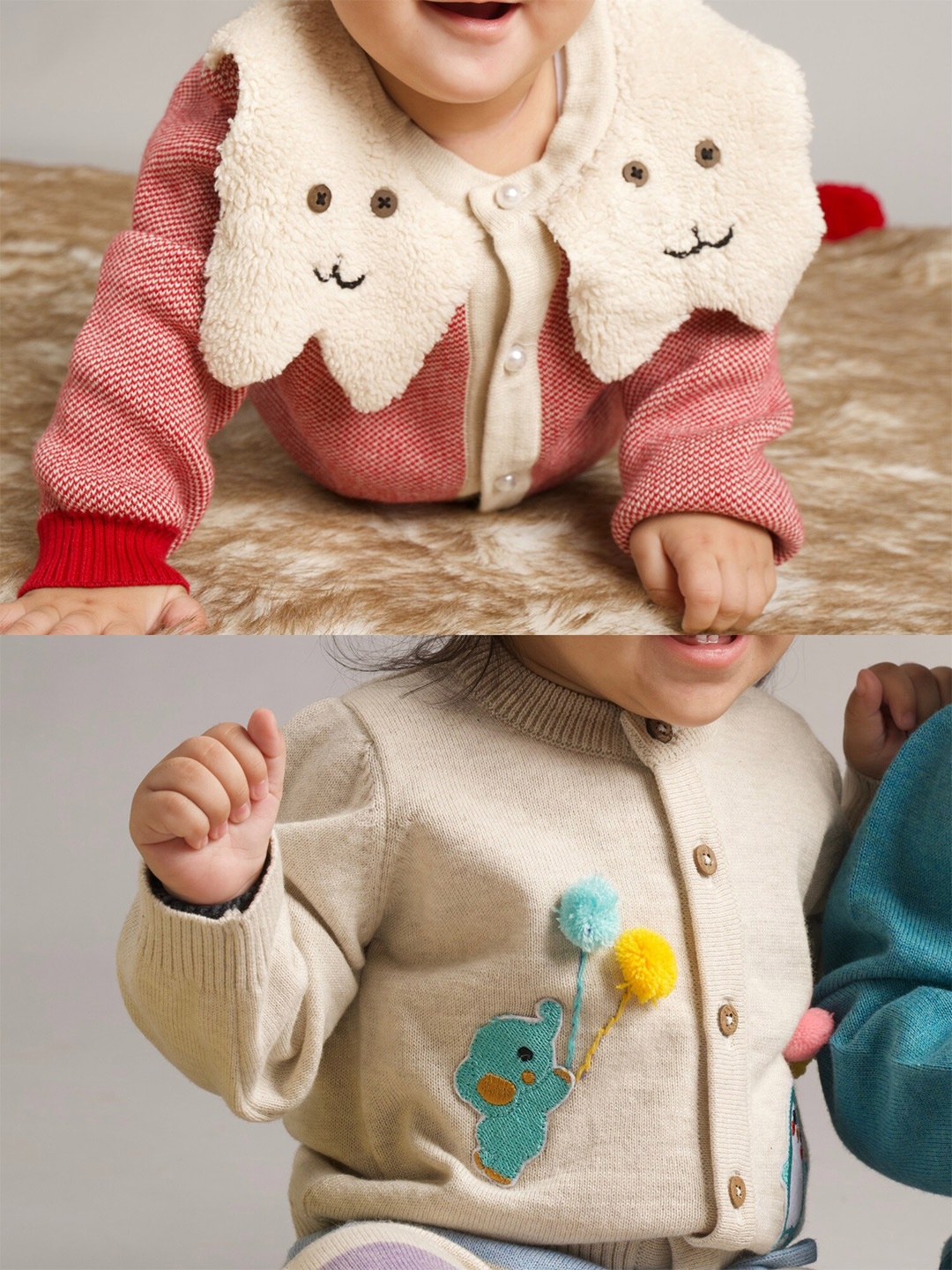 

Greendeer Kids Pack of 2 Red & White Pure Cotton Skin Friendly Cardigan