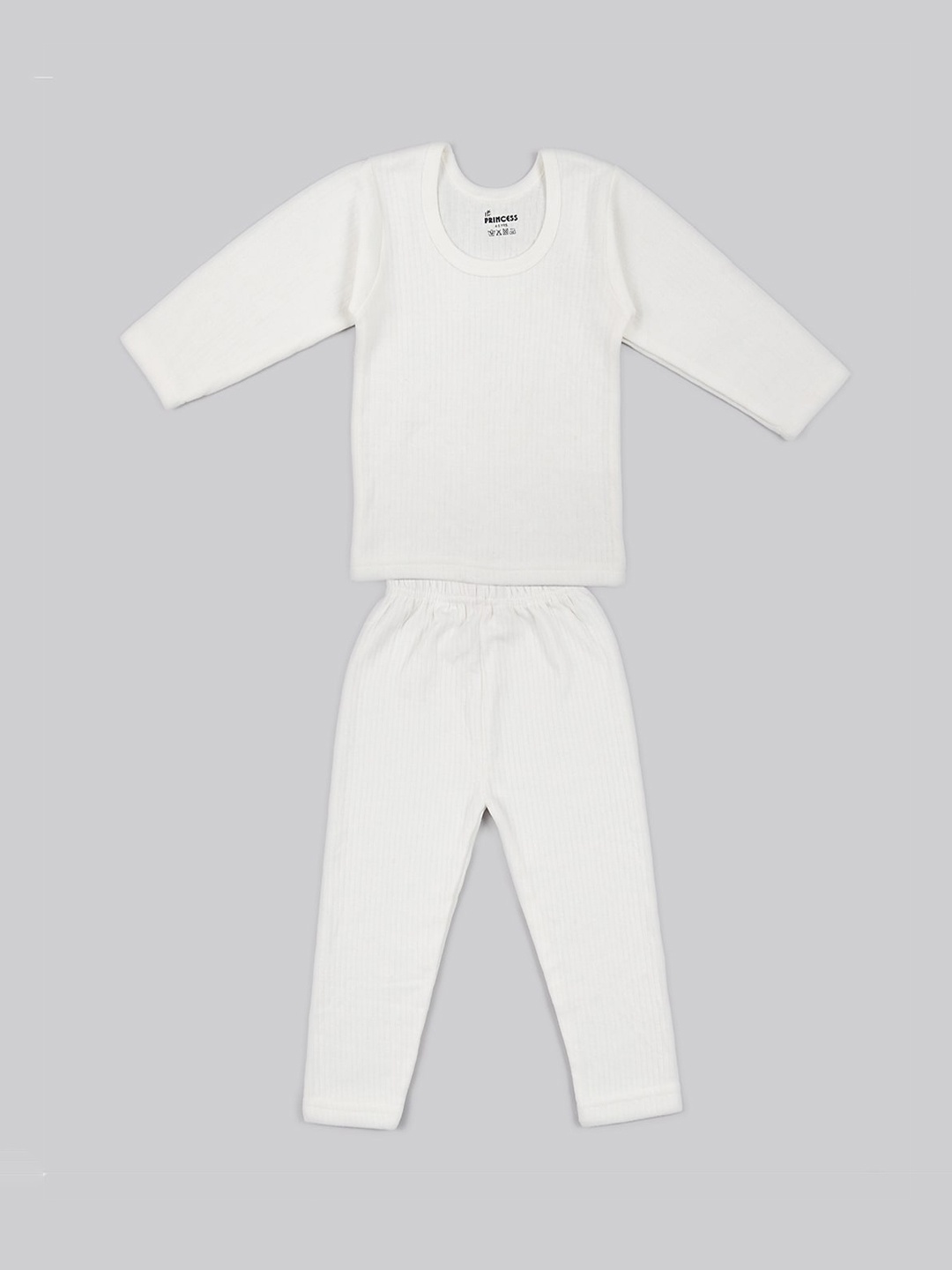 

TINY HUG Girls Pack Of 3 Striped Cotton Thermal Set, White