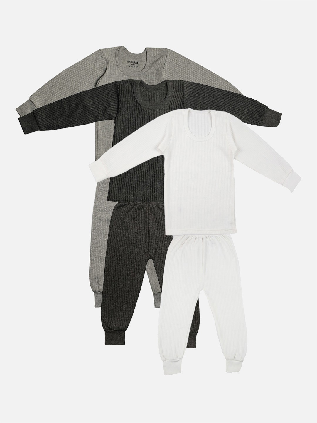 

TINY HUG Pack Of 3 Boys Solid Thermal Set, Black