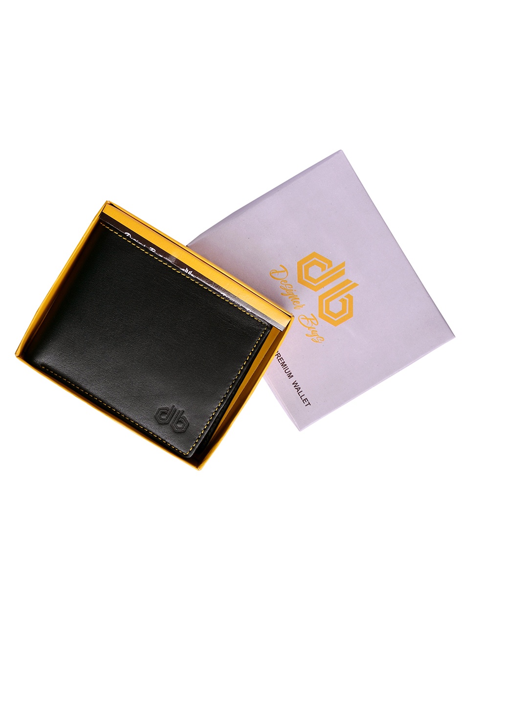 

Designer Bugs Men Black Leather Two Fold Wallet