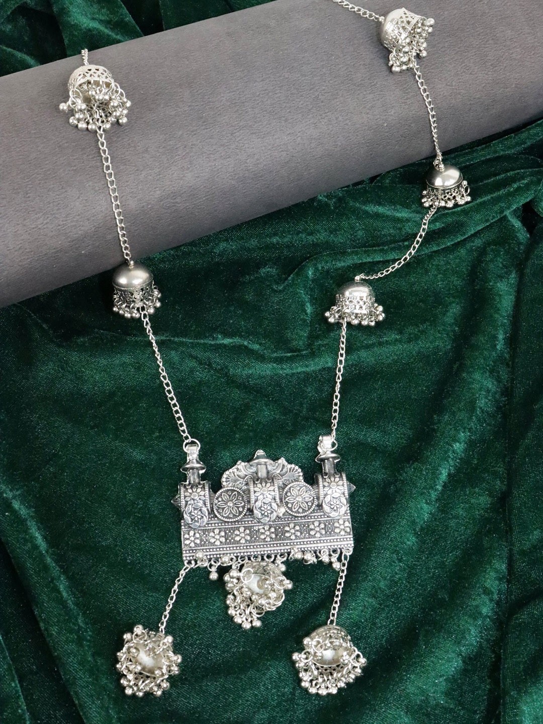 

Krelin Silver-Toned German Silver Brass-Plated Oxidised Necklace