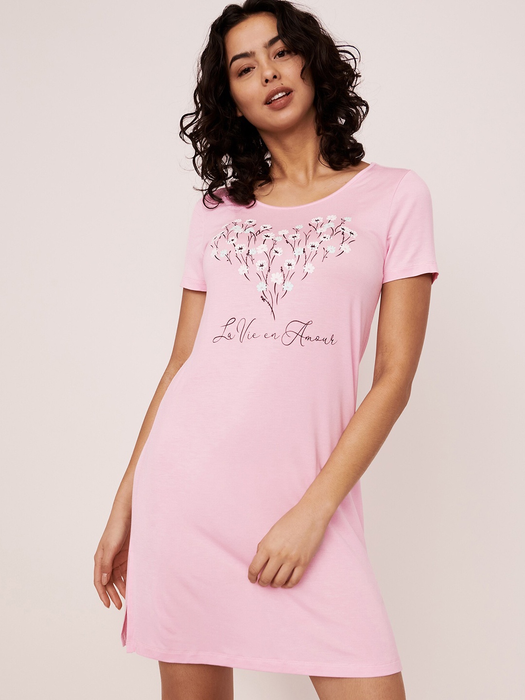 

La Vie en Rose Women Pink Printed Nightdress