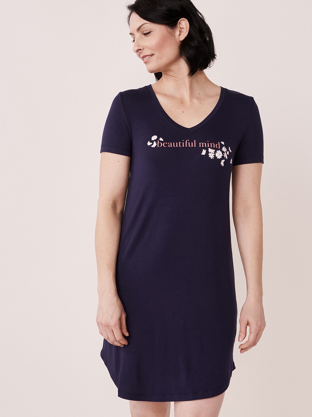 

La Vie en Women Rose Blue Printed Nightdress