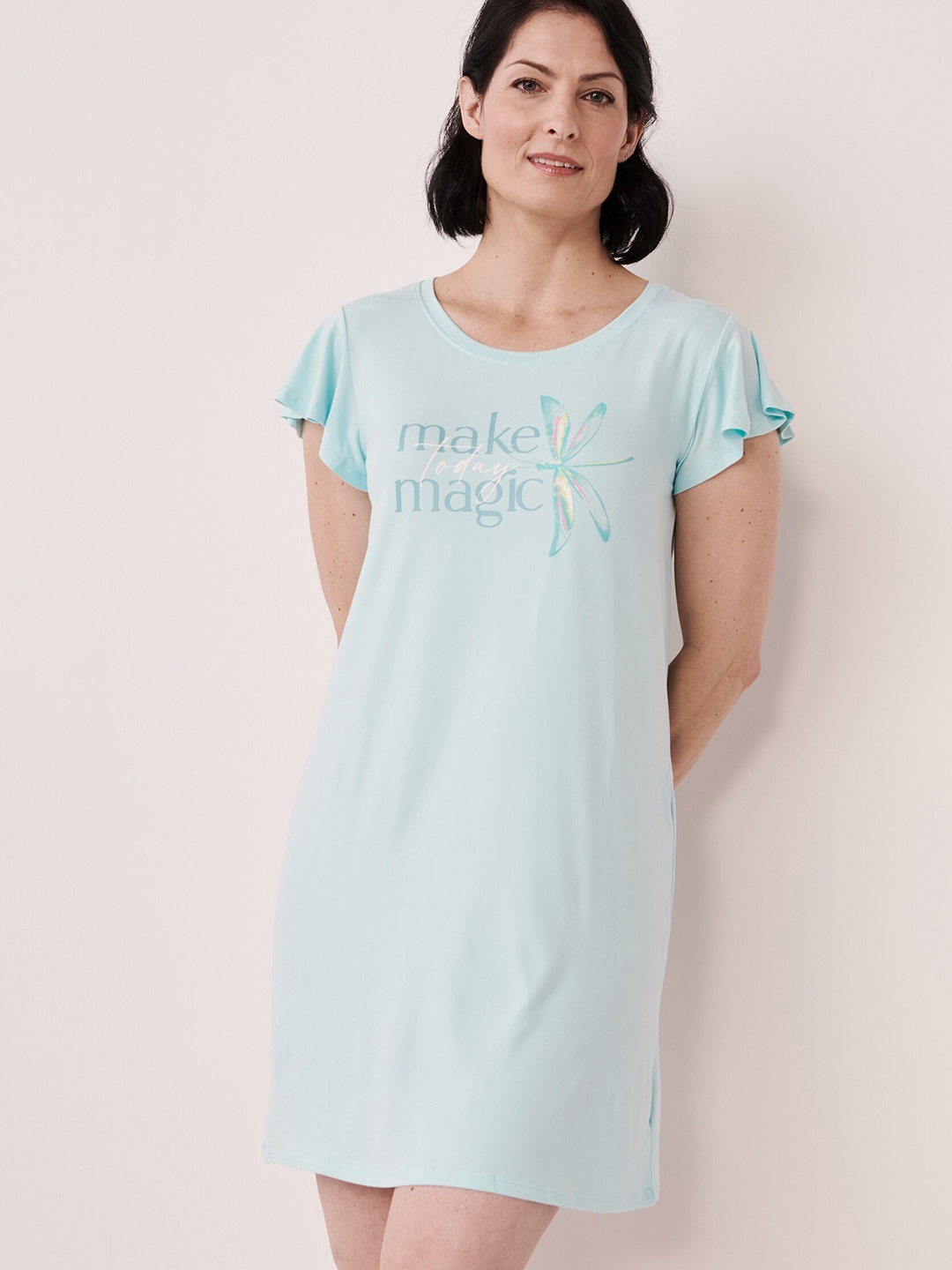 

La Vie en Rose Blue Printed Knee Length Nightdress 40500159-40090