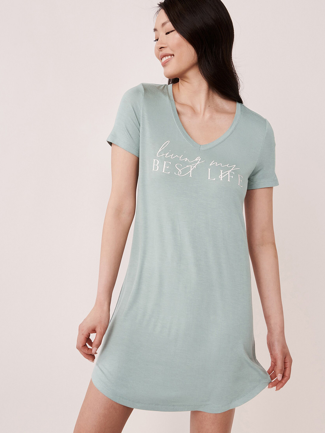 

La Vie en Rose Blue Printed Short Nightdress