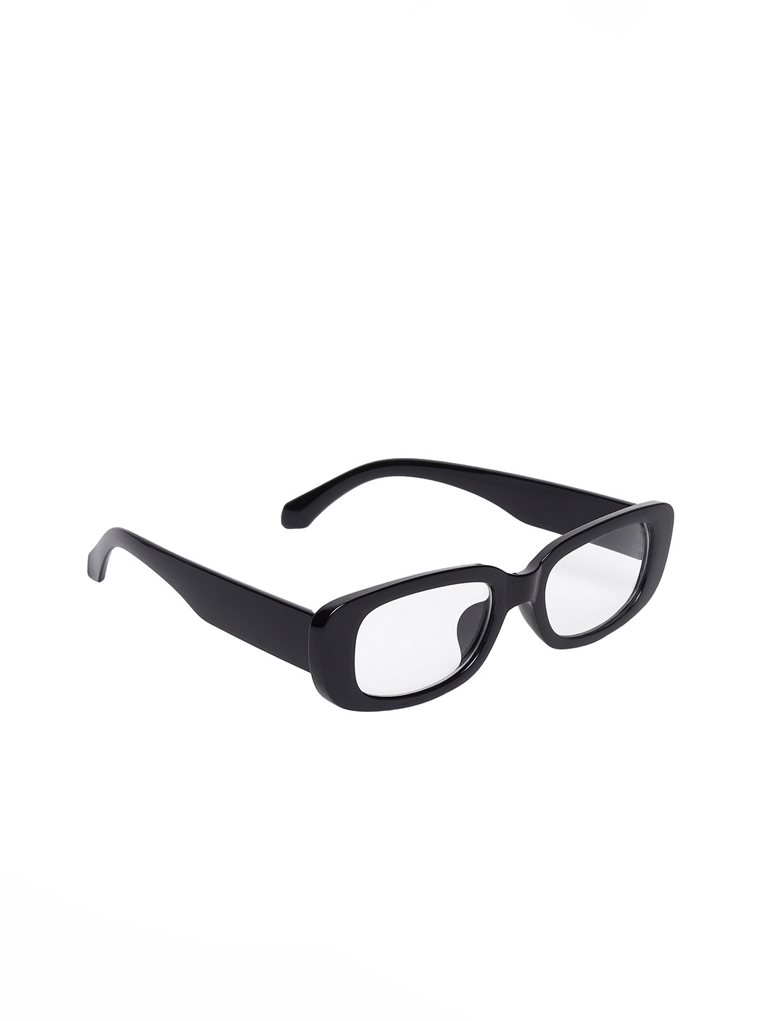 

CRIBA Unisex Clear Lens & Black Rectangle Sunglasses with UV Protected Lens