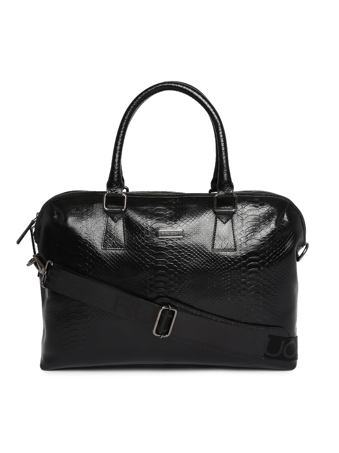 

Ruosh Men Black NEWJERSY Handcrafted Genuine Leather Textured Laptop Bag