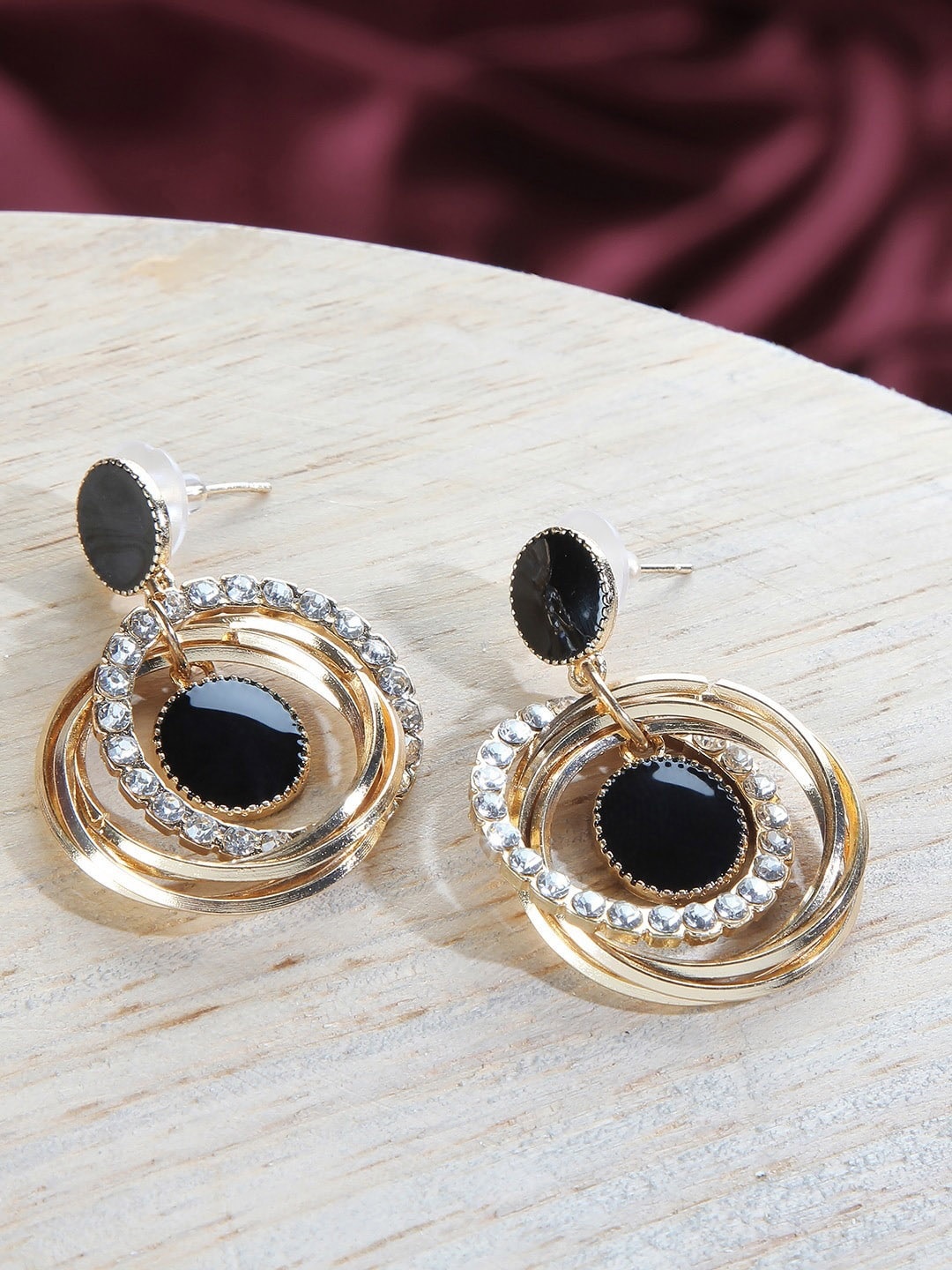 

AVANT-GARDE PARIS Black Gold-Plated Circular Drop Earrings