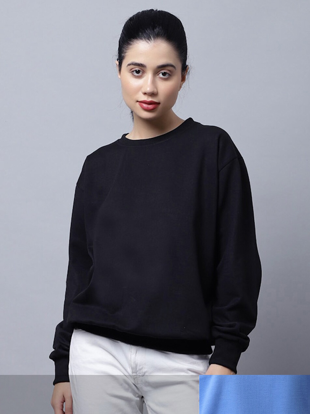 

MACK JONNEY Women Pack Of 2 Black & Blue Sweatshirt