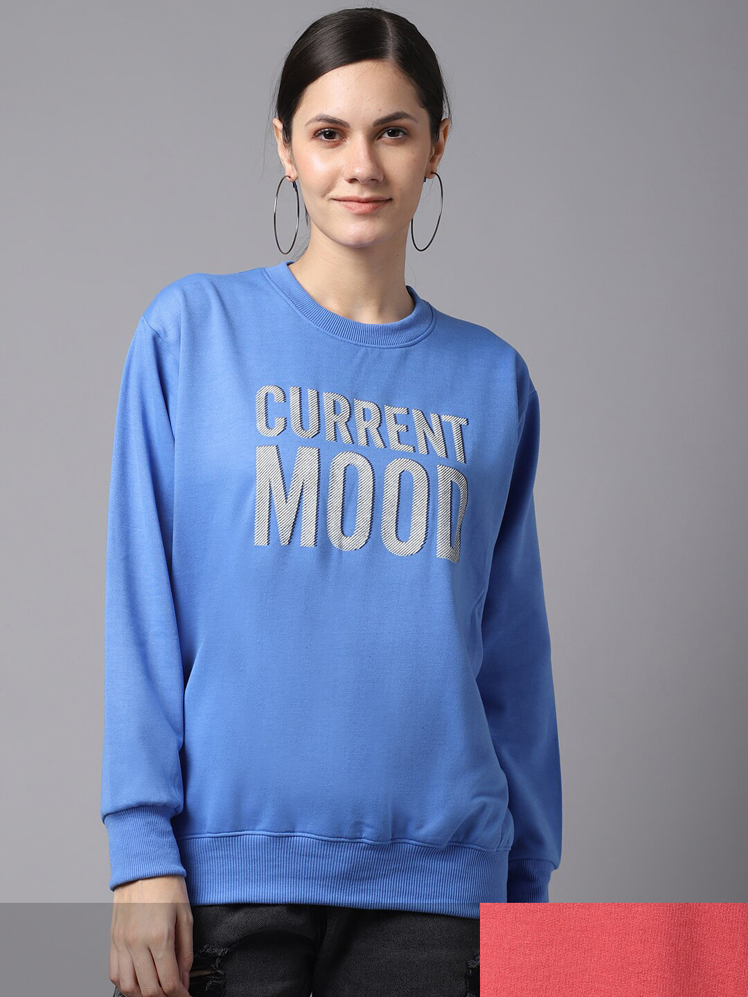 

MACK JONNEY Women Pack of 2 Peach & Blue Printed Sweatshirt