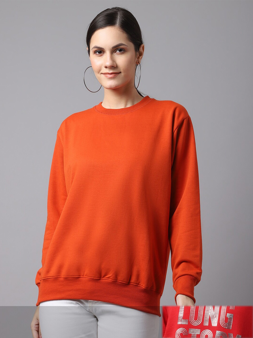 

VIMAL JONNEY Pack Of 2 Women Red & Orange Solid Sweatshirt