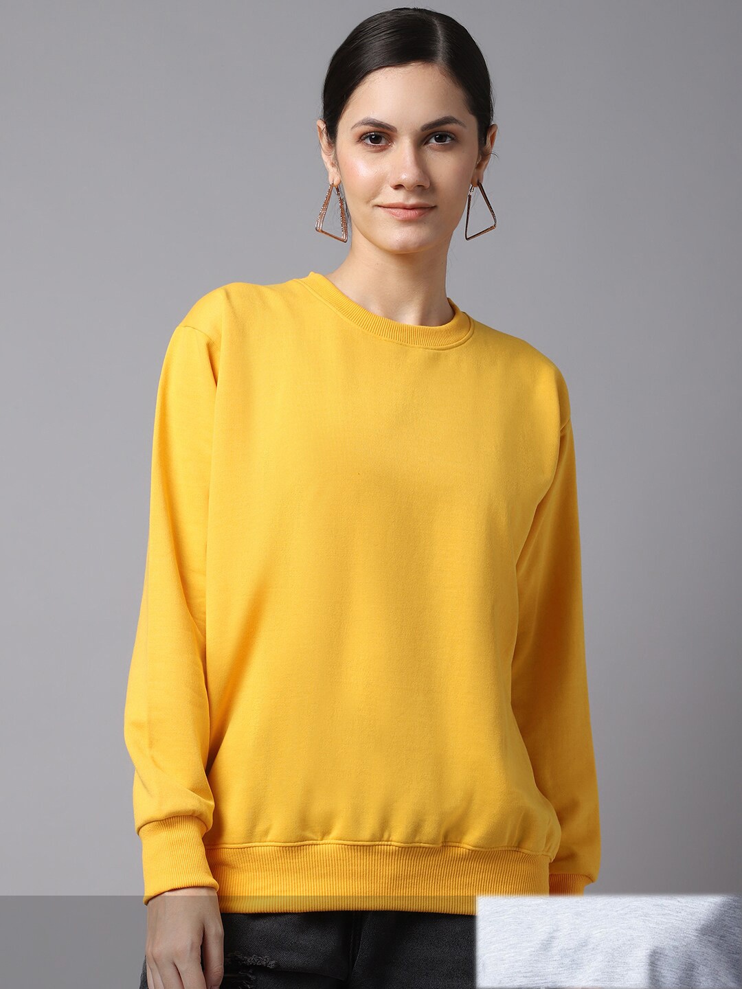 

VIMAL JONNEY Pack Of 2 Women Yellow & Grey Solid Sweatshirt