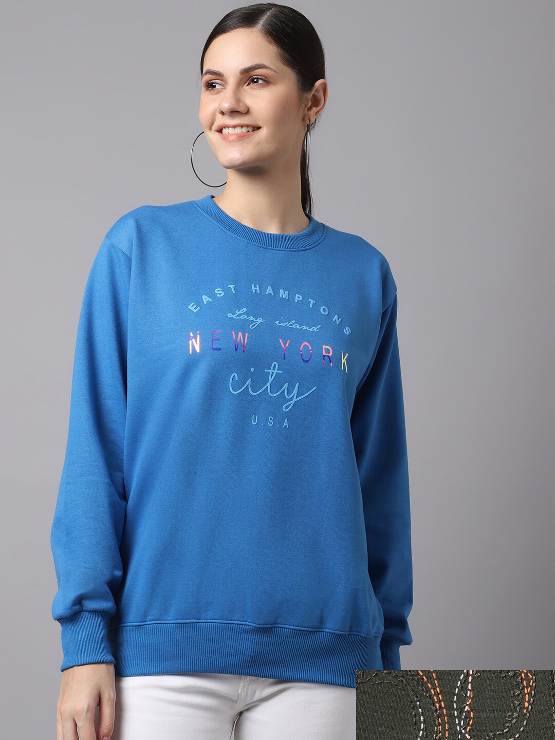 

MACK JONNEY Set of 2 Women Printed Sweatshirt, Blue