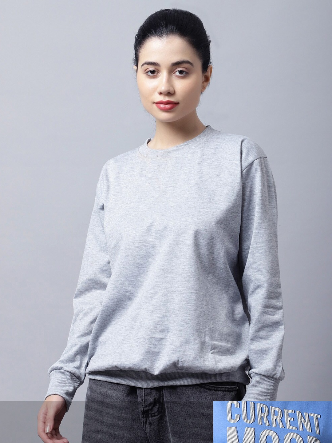 MACK JONNEY Women Pack Of 2 Fleece Blue & Grey Printed Sweatshirt
