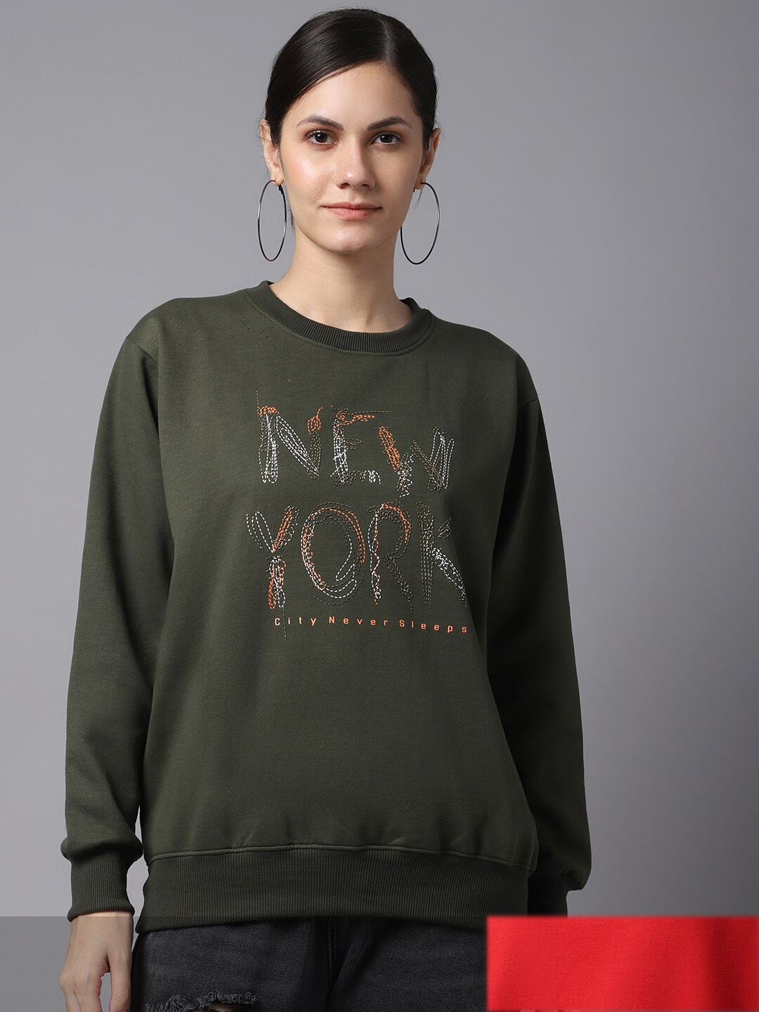 

MACK JONNEY Women Pack Of 2 Printed Sweatshirt, Olive